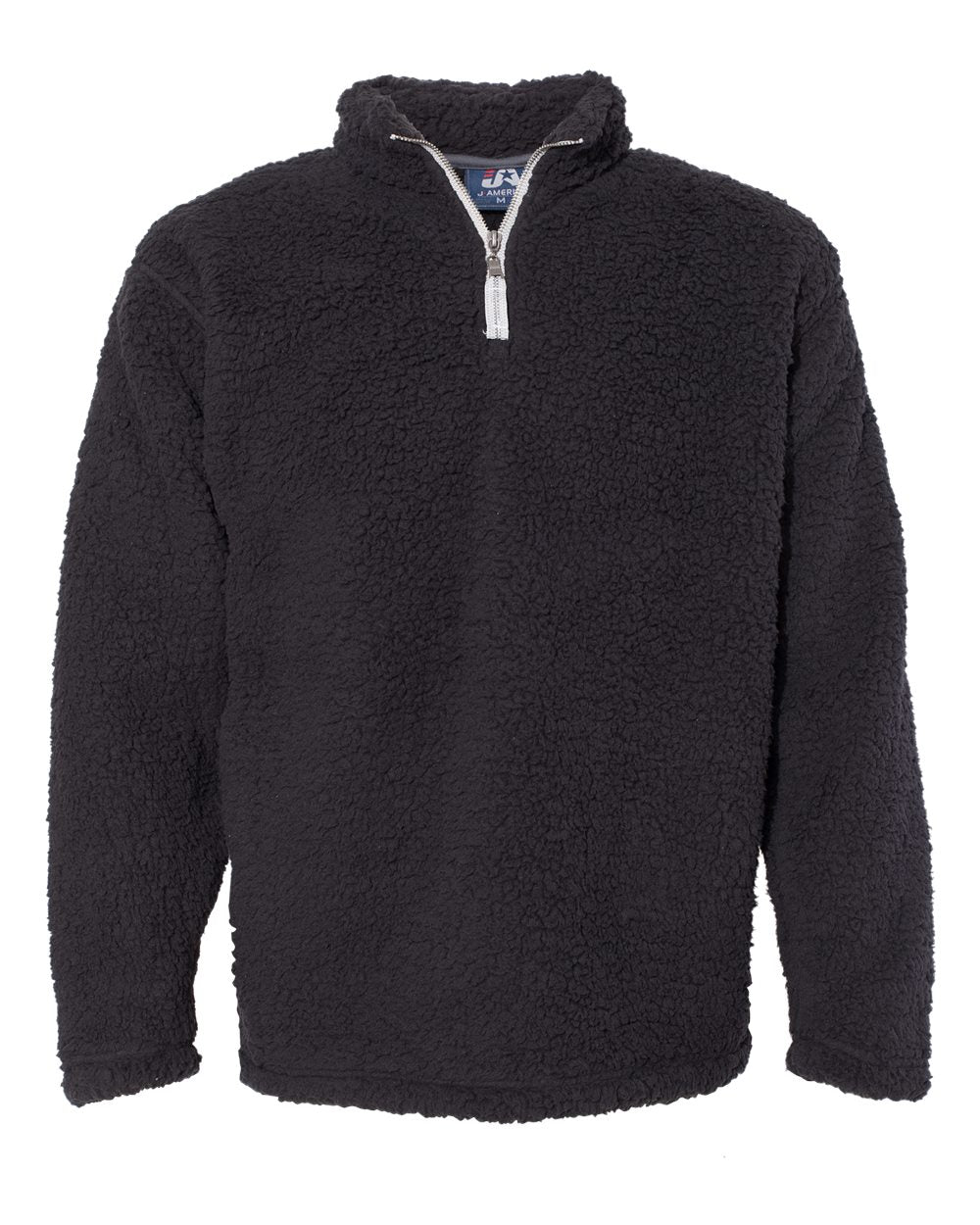J. America Men's Sherpa Quarter-Zip Pullover. 8454 - Black