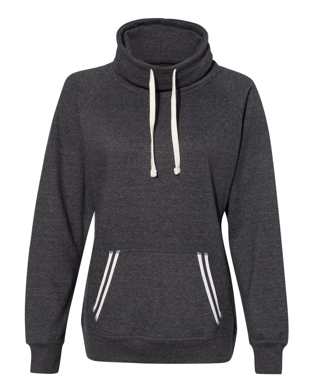 J. America Women’s Relay Cowl Neck Sweatshirt. 8653 - Black