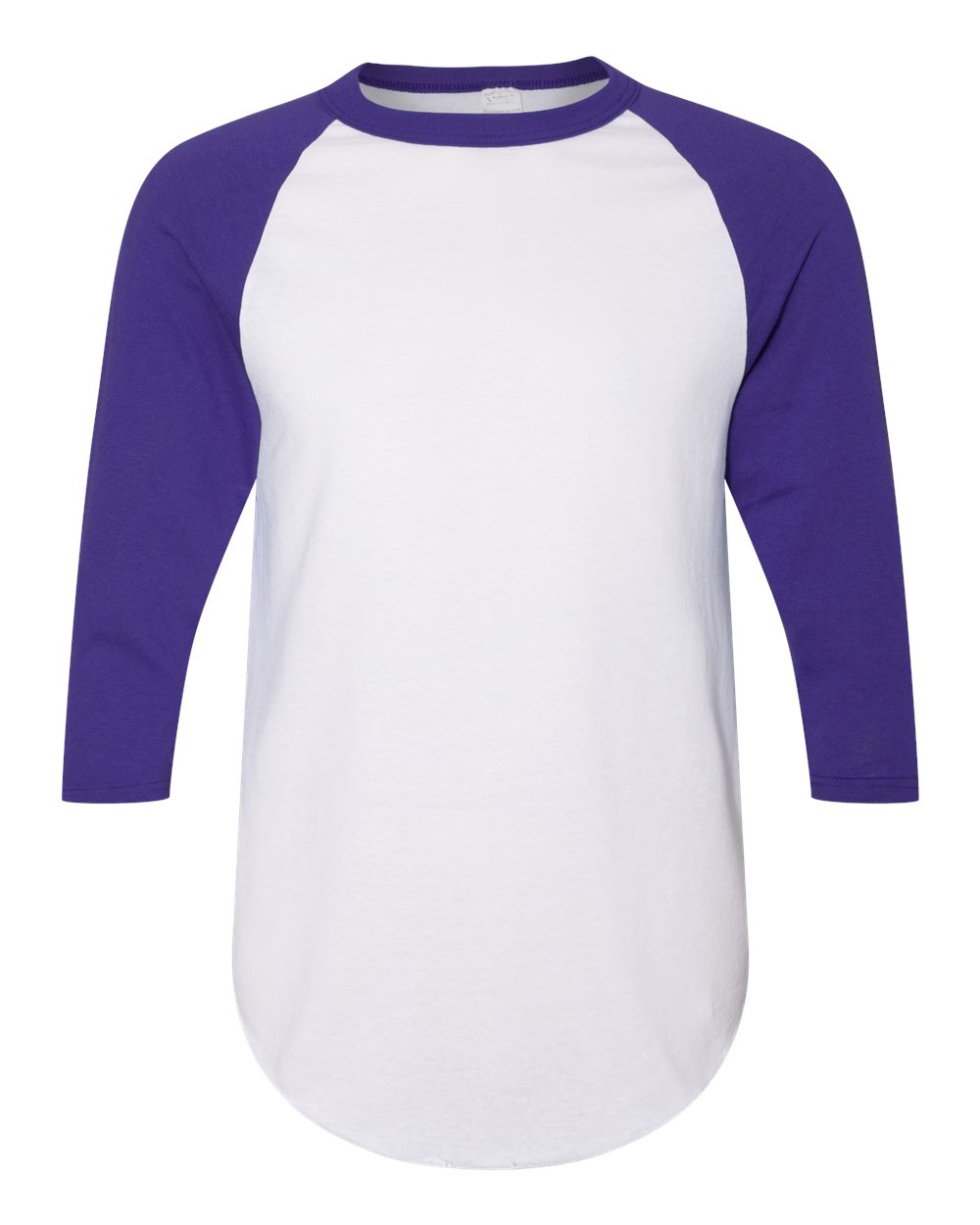 Augusta Sportswear Unisex Three-Quarter Raglan Sleeve Baseball Jersey T-Shirt. 4420 - White/ Purple