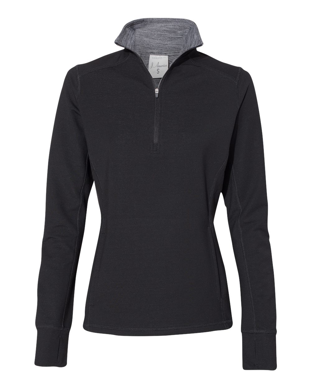 J. America Women’s Omega Stretch Quarter-Zip Pullover. 8433 - Black Triblend