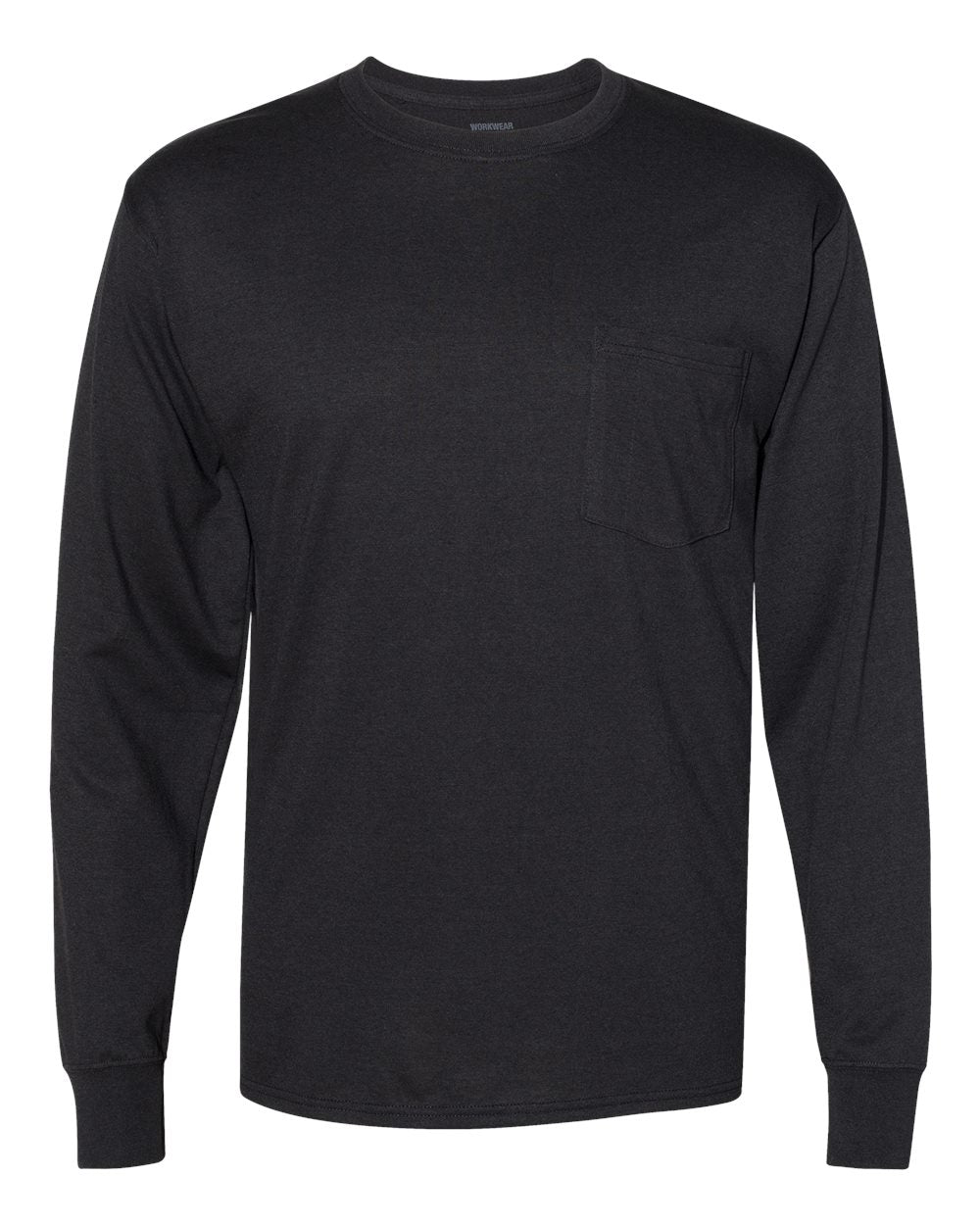 Hanes Unisex Workwear Long Sleeve Pocket T-Shirt. W120 - Black