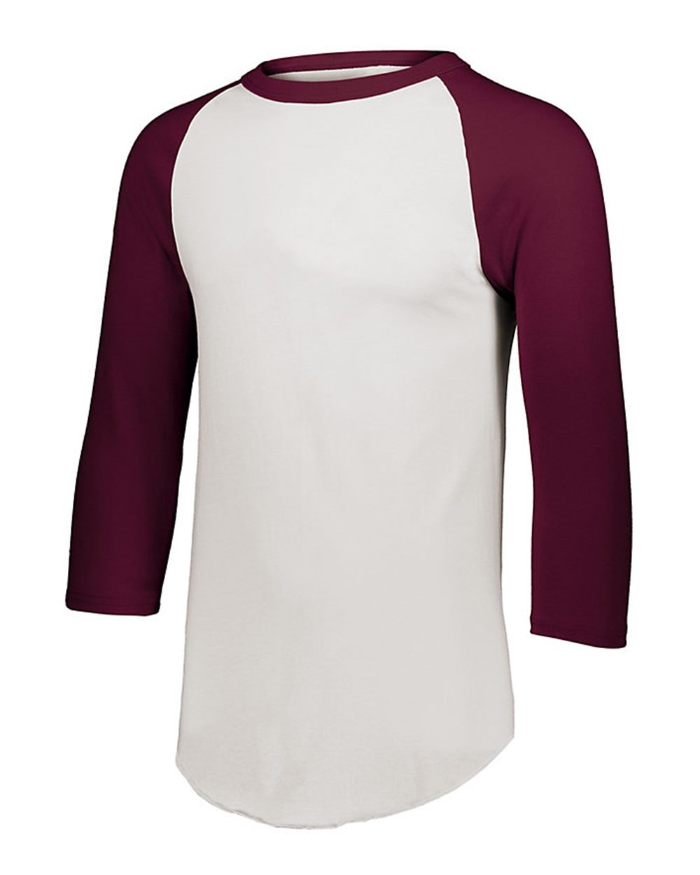 Augusta Sportswear Unisex Three-Quarter Raglan Sleeve Baseball Jersey T-Shirt. 4420 - White/ Maroon