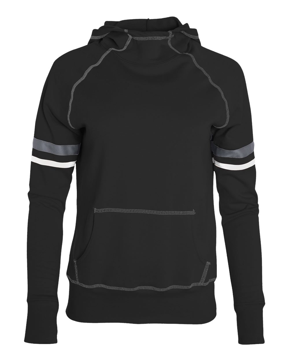 Augusta Sportswear Girls' Spry Hooded Sweatshirt. 5441 - Black/ White/ Carbon