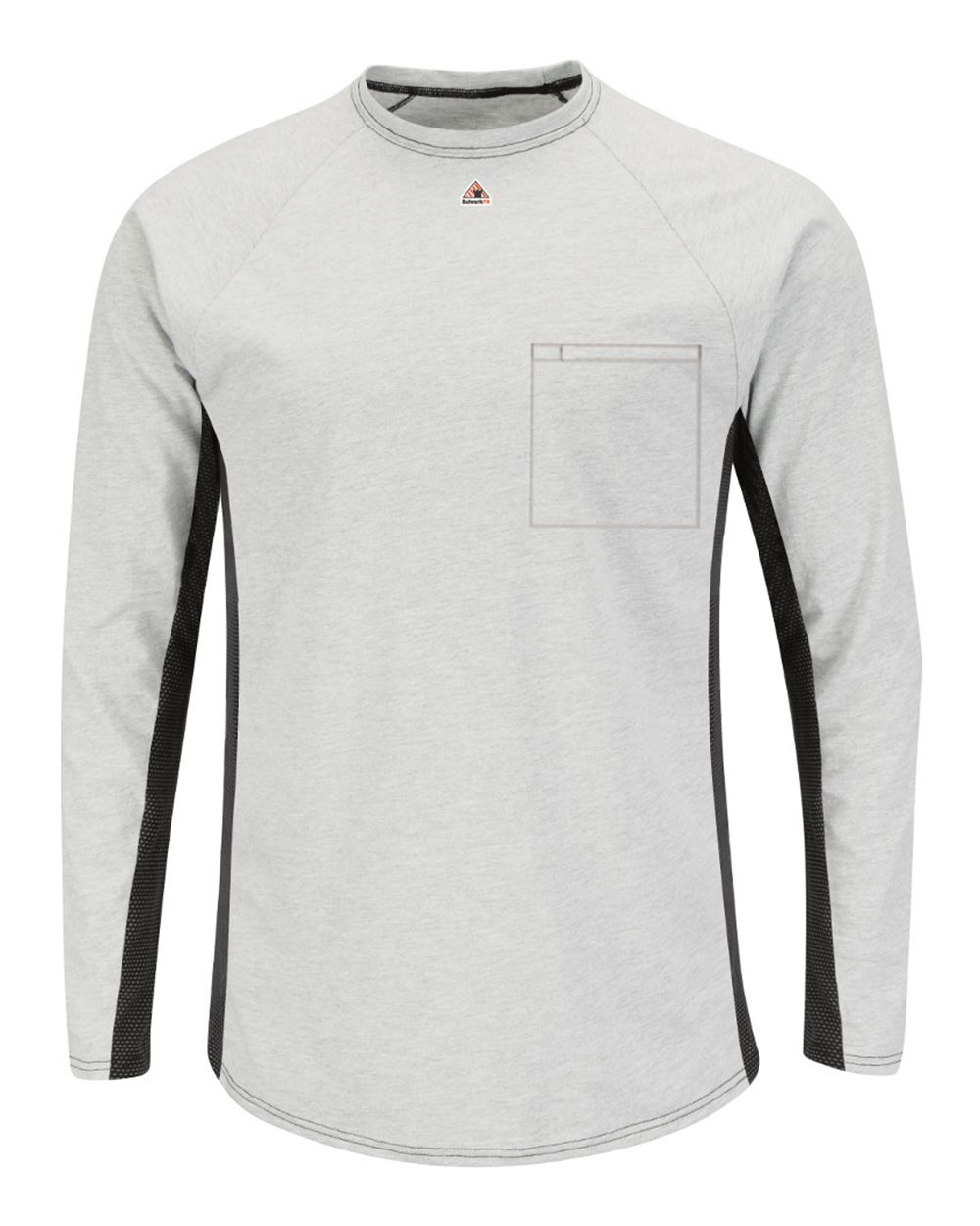 Bulwark Men's Long Sleeve FR Two-Tone Base Layer with Concealed Chest Pocket - EXCEL FR. MPS8 - Grey