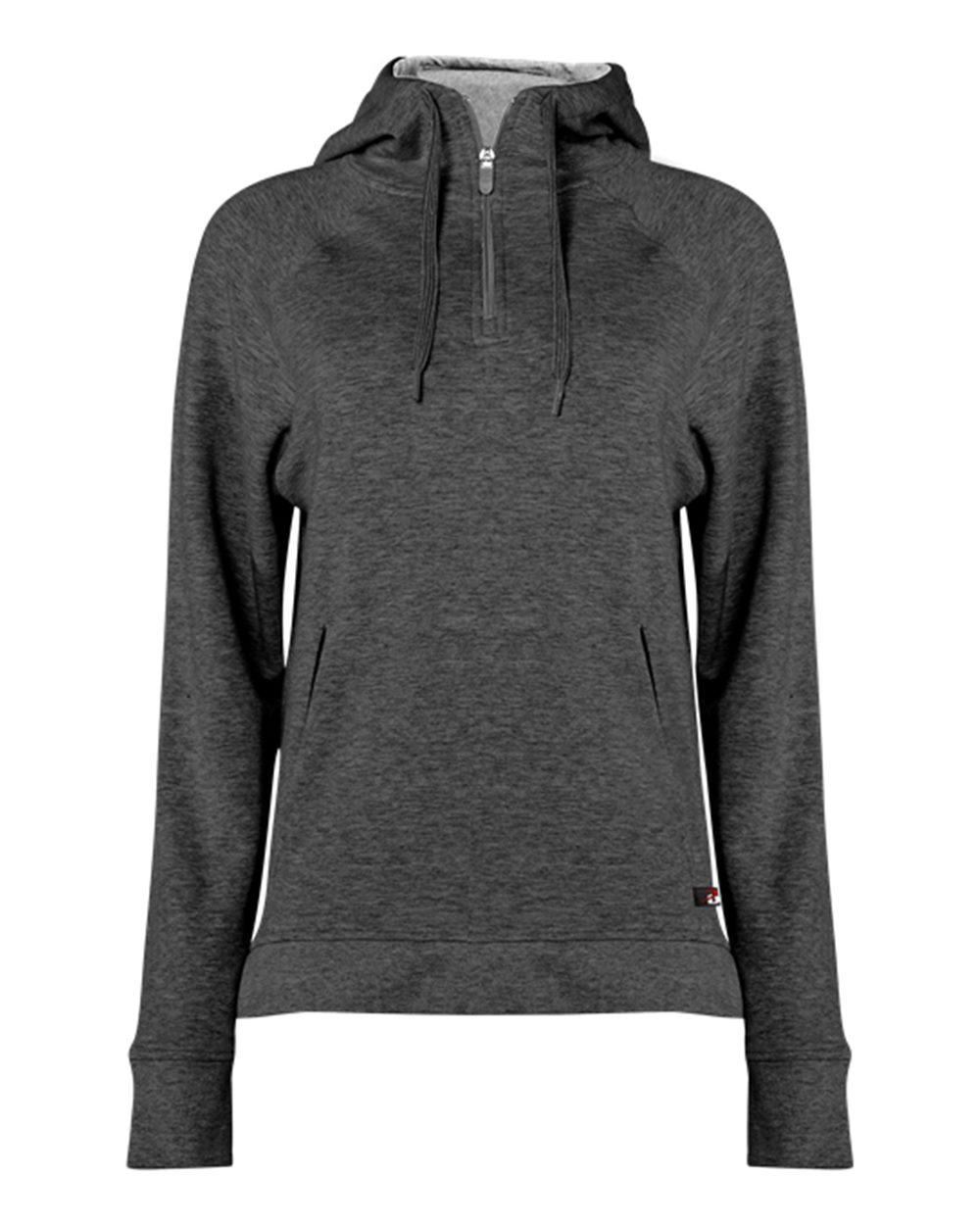 Badger Women's FitFlex French Terry Quarter-Zip Hooded Pullover. 1051 - Charcoal