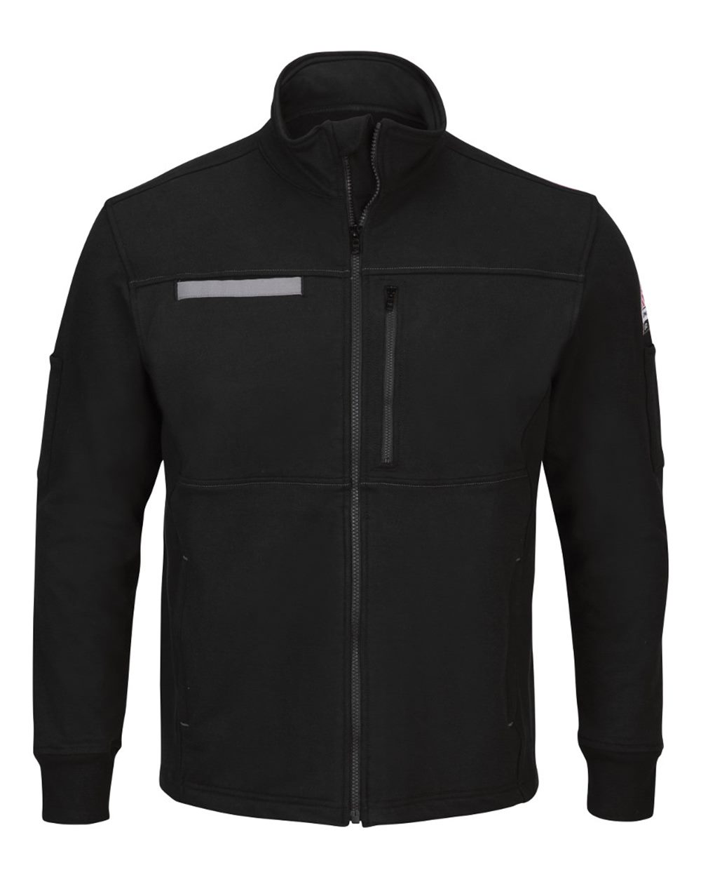 Bulwark Men's Zip Front Fleece Jacket-Cotton /Spandex Blend. SEZ2 - Black