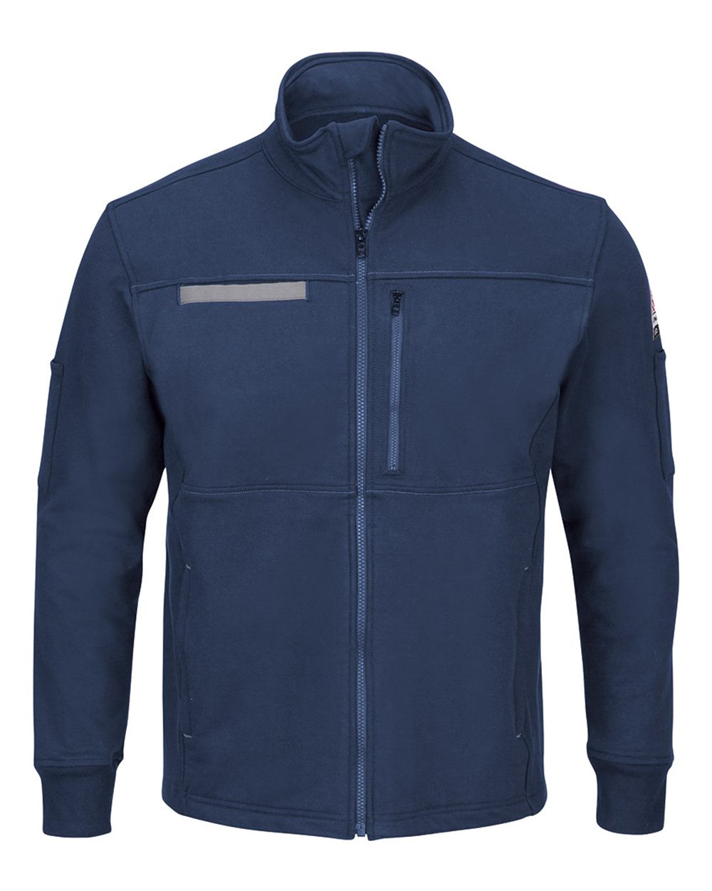 Bulwark Men's Zip Front Fleece Jacket-Cotton /Spandex Blend. SEZ2 - Navy