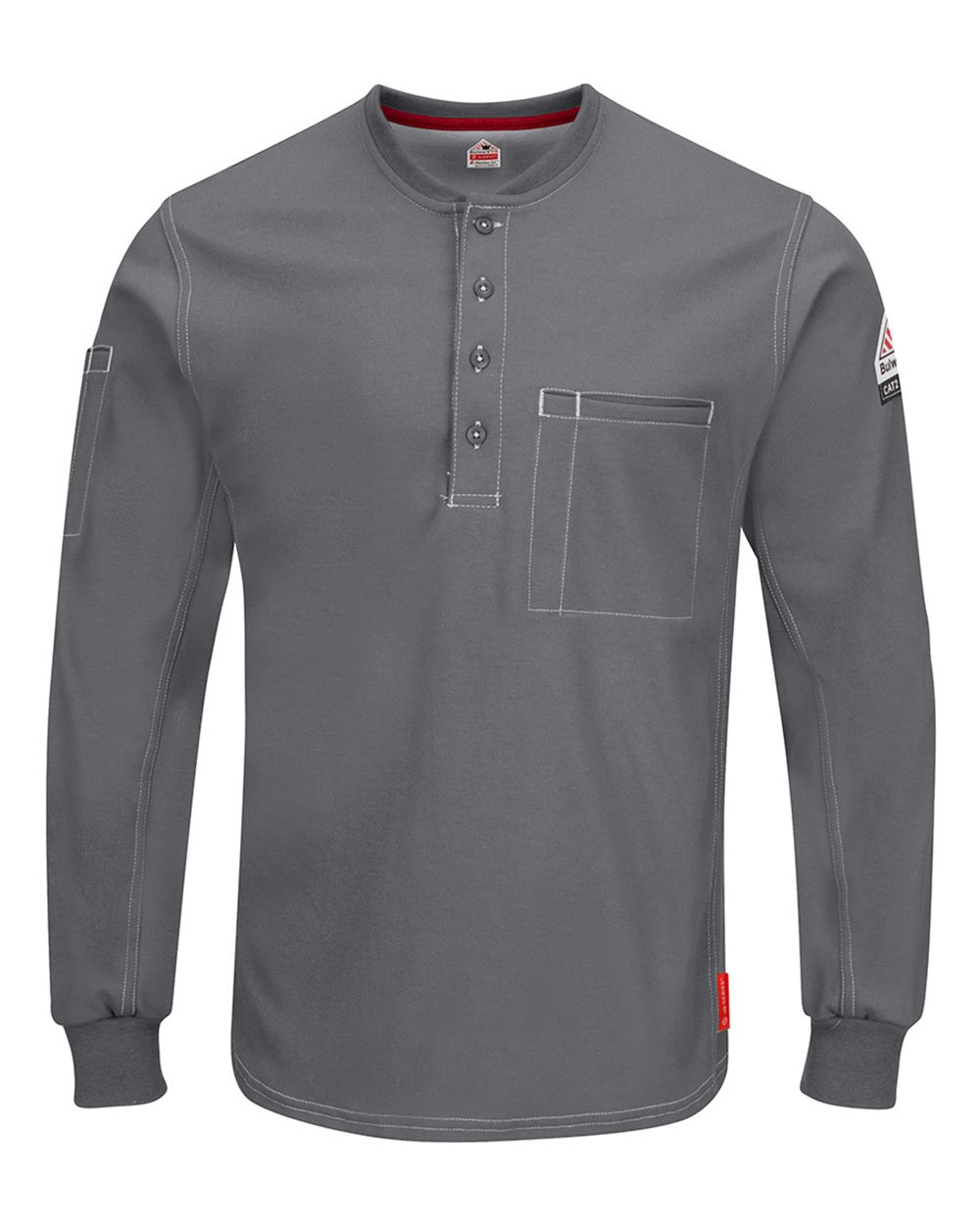 Bulwark Men's Tall iQ Series® Plus Long Sleeve Henley. QT40T - Charcoal