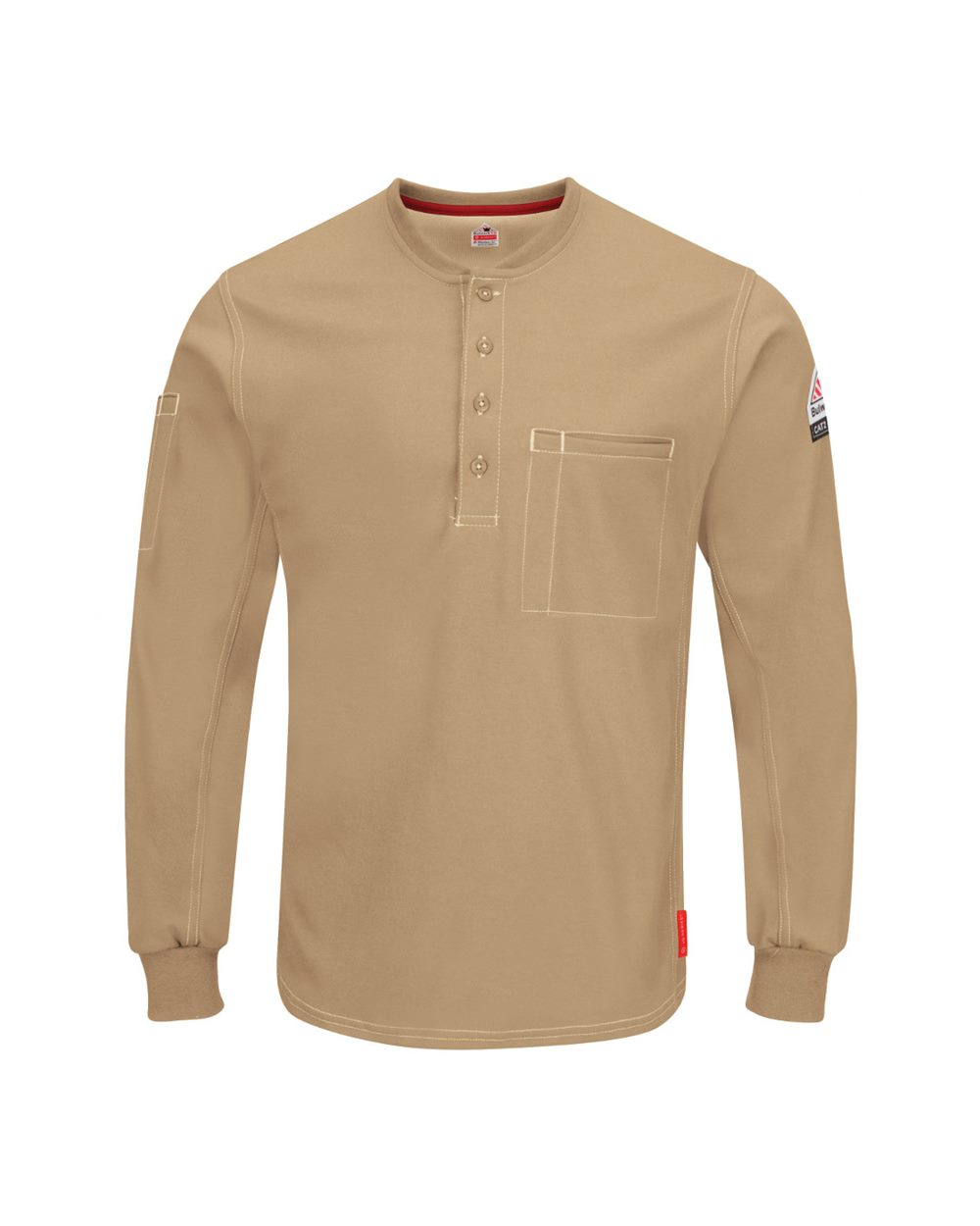 Bulwark Men's Tall iQ Series® Plus Long Sleeve Henley. QT40T - Khaki