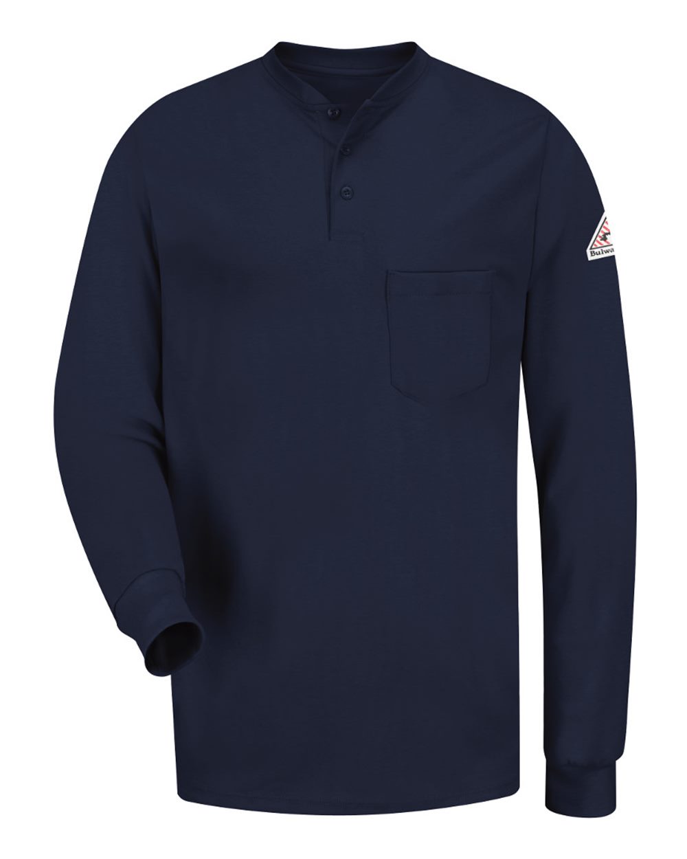 Bulwark Men's Long Sleeve Tagless Henley Shirt. SEL2 - Navy