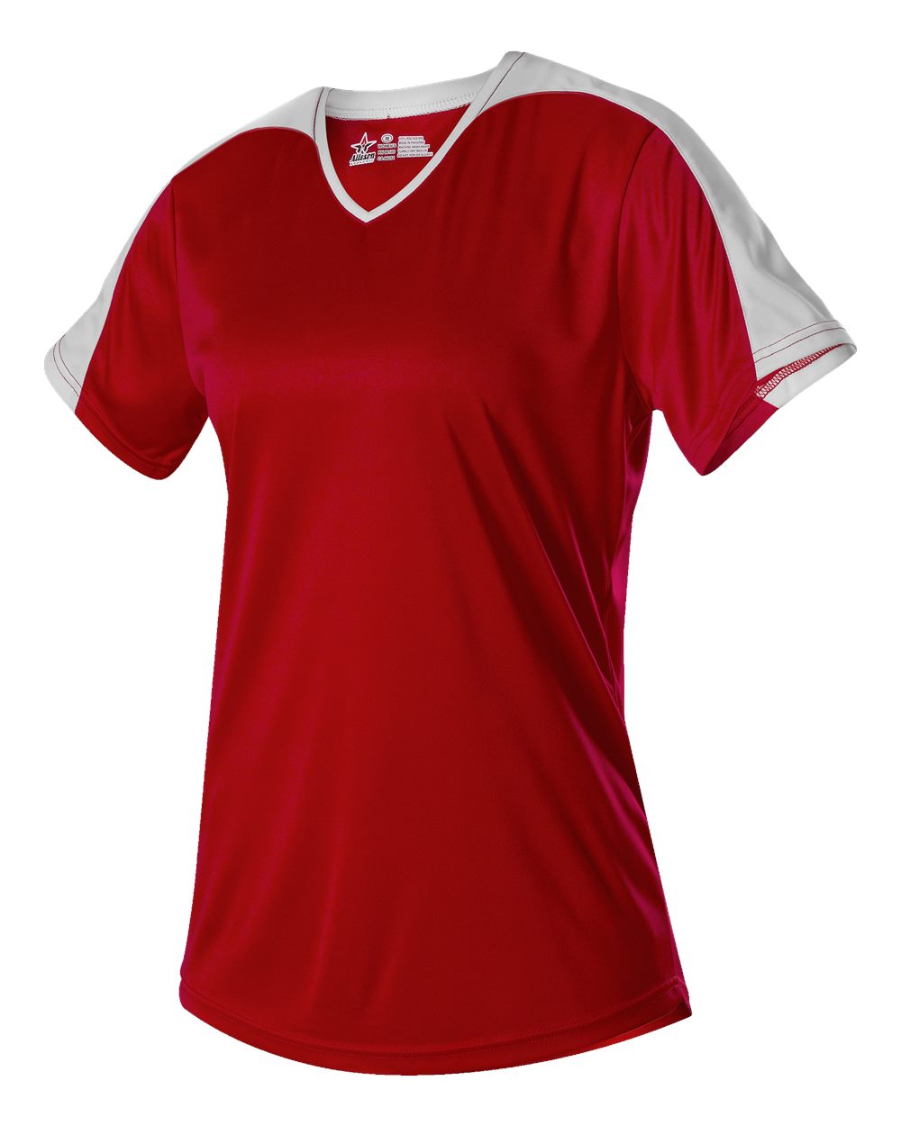 Alleson Athletic Women's V-Neck Fastpitch Jersey. 558VW - Red/ White