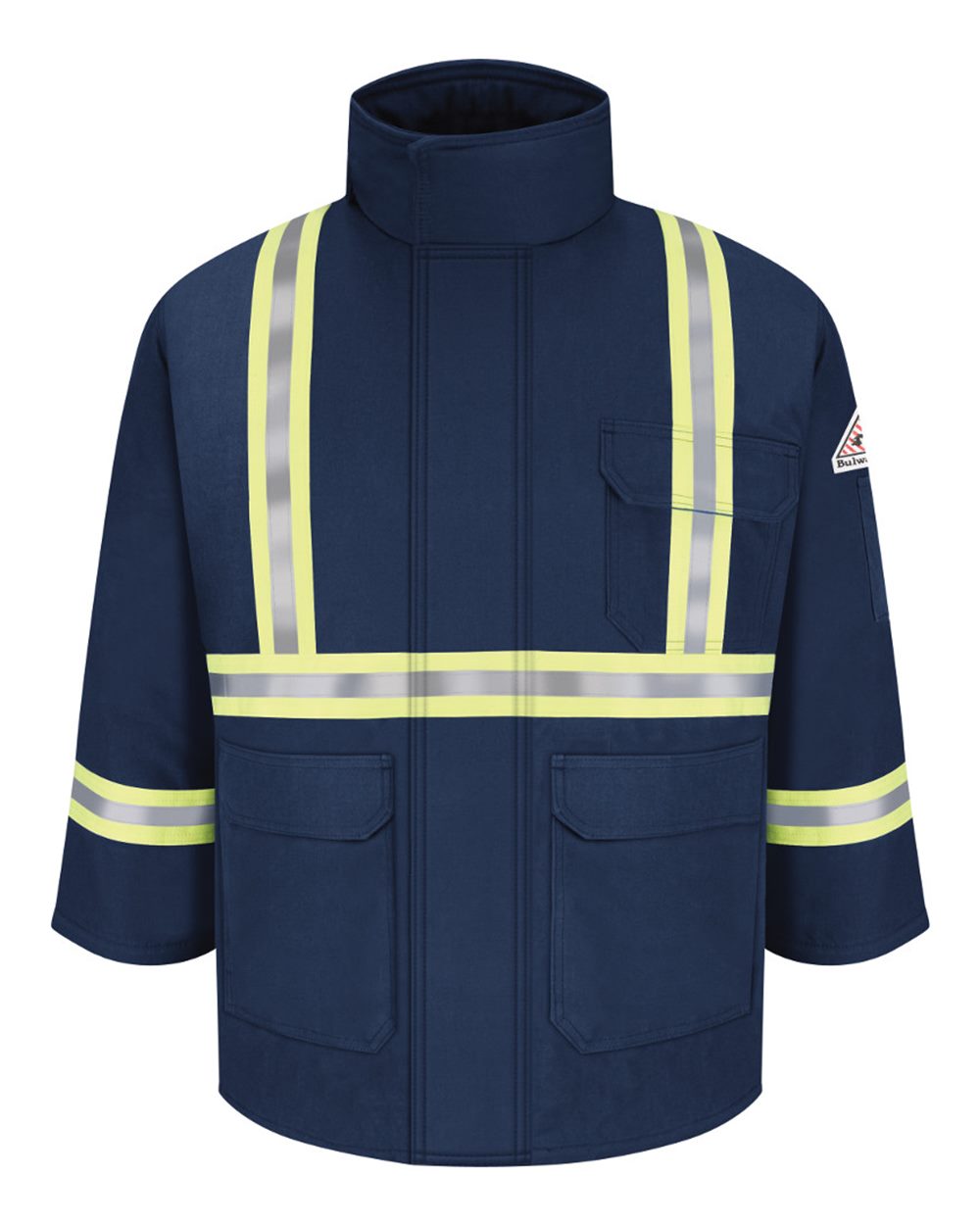 Bulwark Men's Long Deluxe Parka With Reflective Trim - EXCEL FR® ComforTouch. JLPCL - Navy