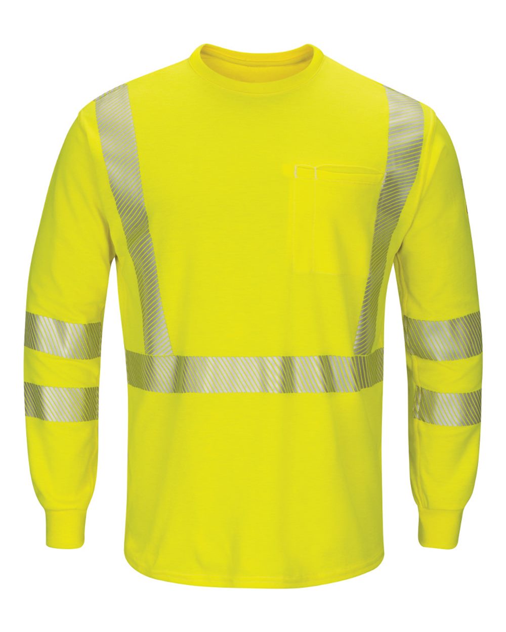 Bulwark Men's Tall Hi-Visibility Lightweight Long Sleeve T-Shirt. SMK8T - Yellow/ Green