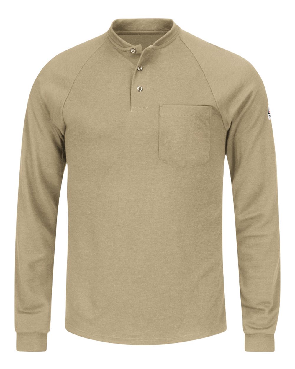 Bulwark Men's Long Sleeve Henley Shirt- CoolTouch®2. SML2 - Khaki