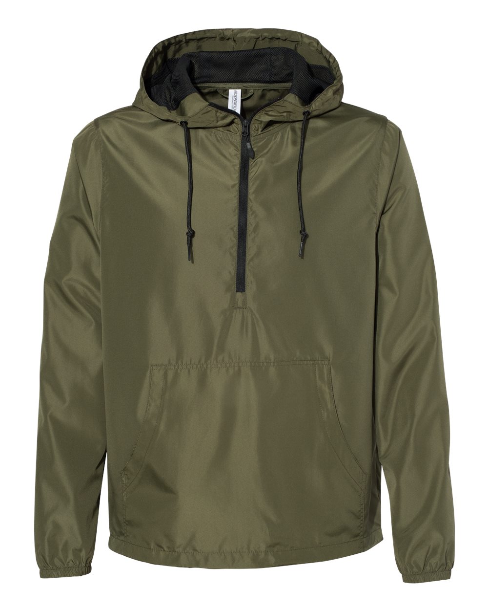 Independent Trading Co. Unisex Lightweight Quarter-Zip Windbreaker Pullover Jacket. EXP54LWP - Army/ Black Zipper