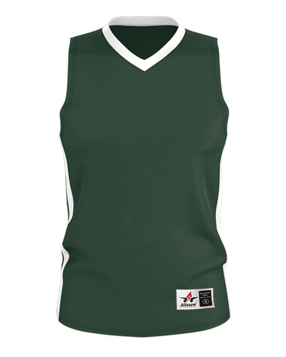Alleson Athletic Men's Single Ply Basketball Jersey. 538J - Forest/ White
