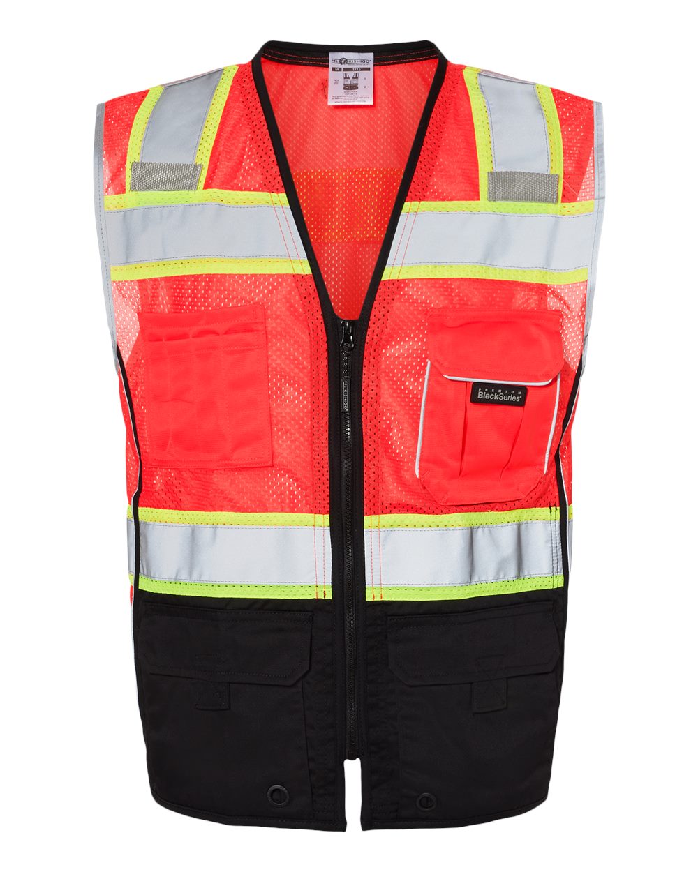 Kishigo Unisex Premium Black Series® Black Bottom Class 2 Vest. 1515-1516 - Fluorescent Red (1715)