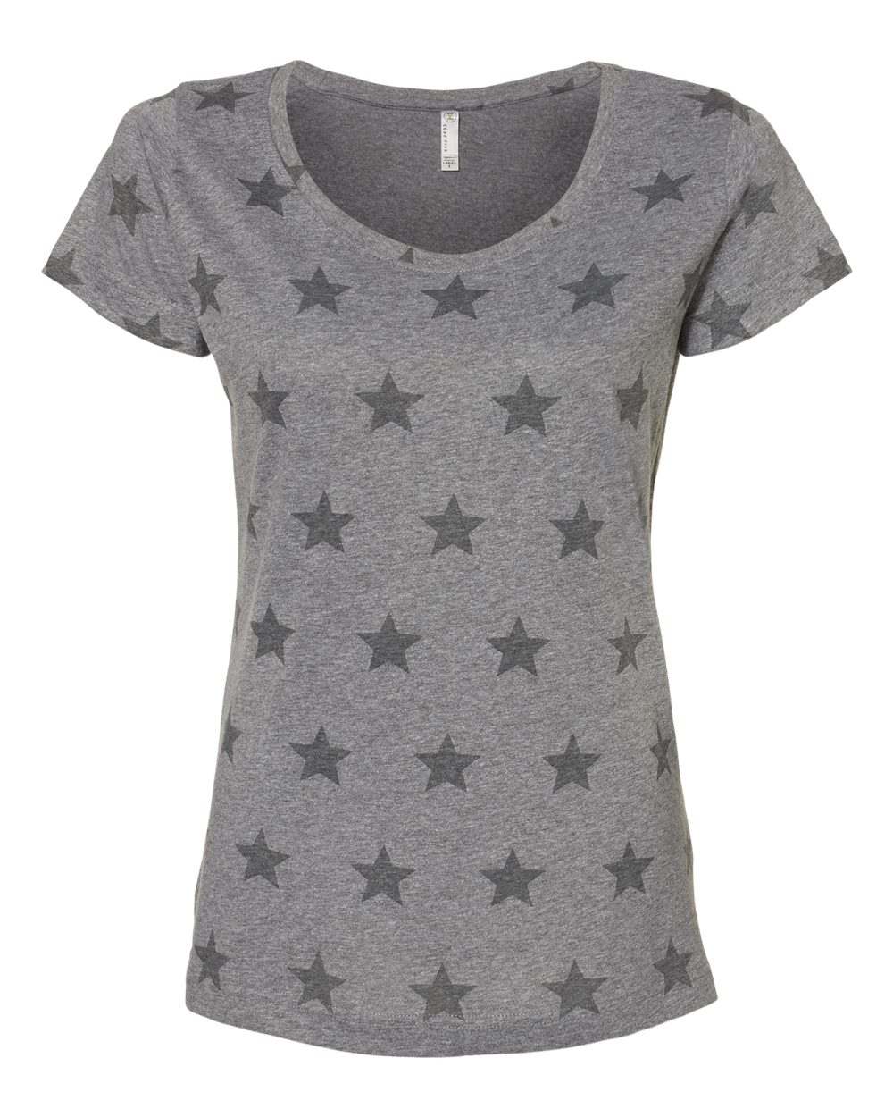Code Five Women's Star Print Scoop Neck Tee. 3629 - Granite Heather Star