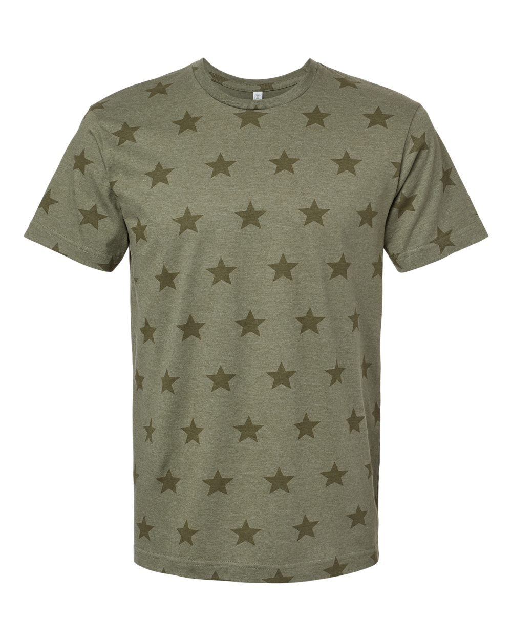 Code Five Unisex Star Print Tee. 3929 - Military Green Star