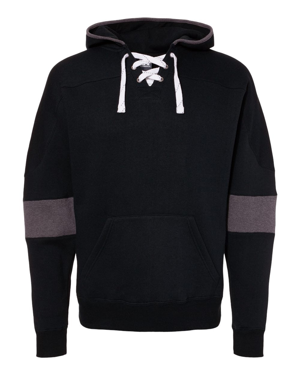 J. America Men's Sport Lace Colorblocked Fleece Hooded Sweatshirt. 8832 - Black