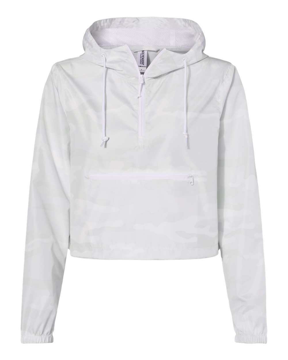 Independent Trading Co. Women's Lightweight Quarter-Zip Pullover Crop Windbreaker. EXP64CRP - White Camo