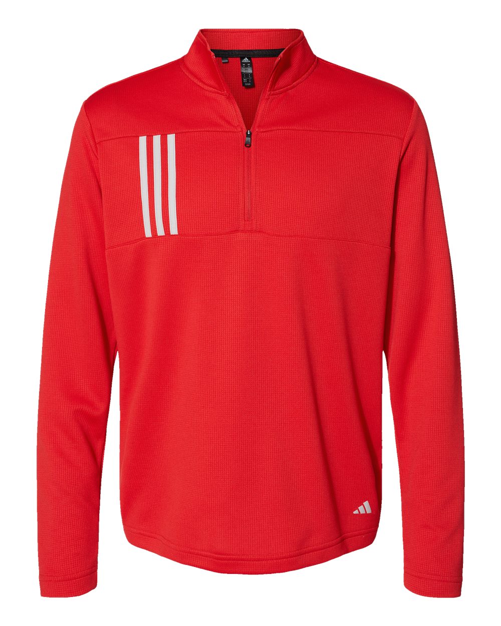 Adidas Men's 3-Stripes Double-Knit Quarter-Zip Pullover. A482 - Team Collegiate Red/ Grey Two