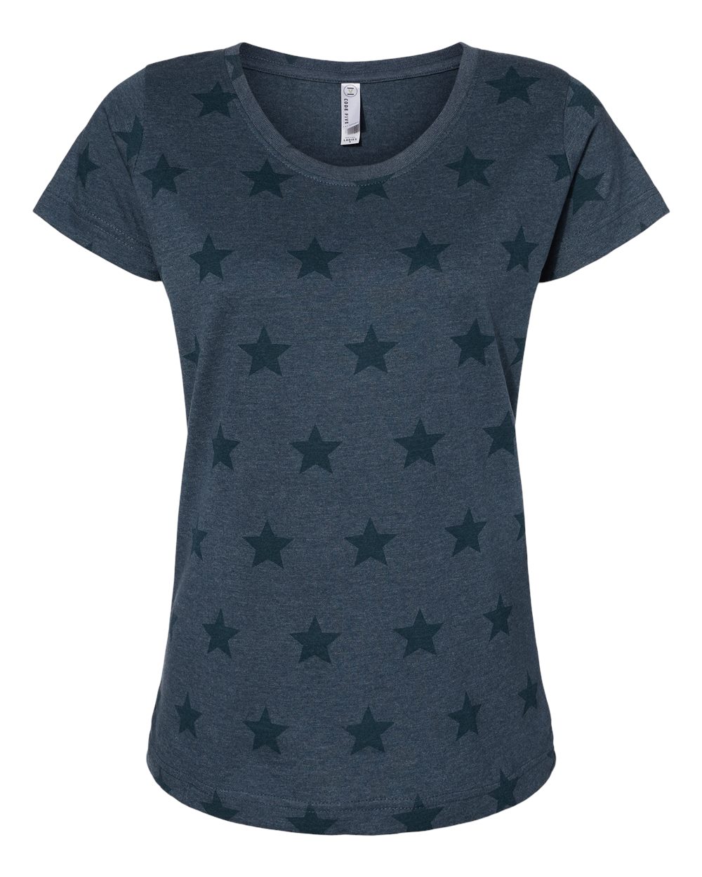 Code Five Women's Star Print Scoop Neck Tee. 3629 - Denim Star