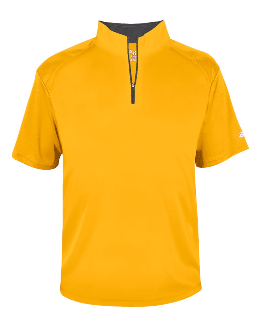 Badger Men's B-Core Short Sleeve Quarter-Zip. 4199 - Gold/ Graphite