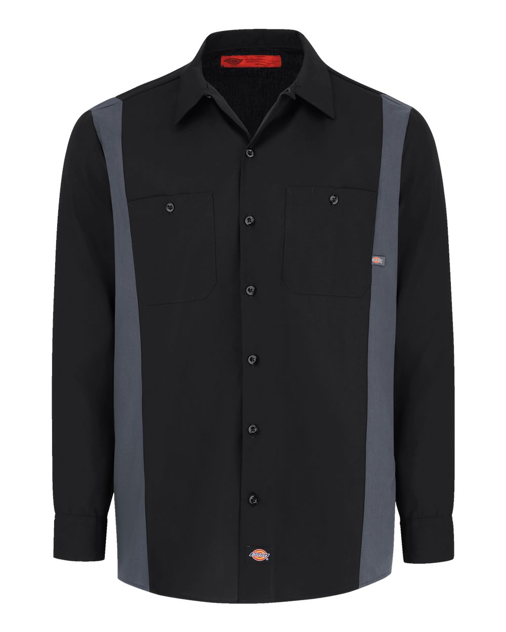 Dickies Men's Industrial Colorblocked Long Sleeve Shirt. 5524 - Black/ Dark Charcoal