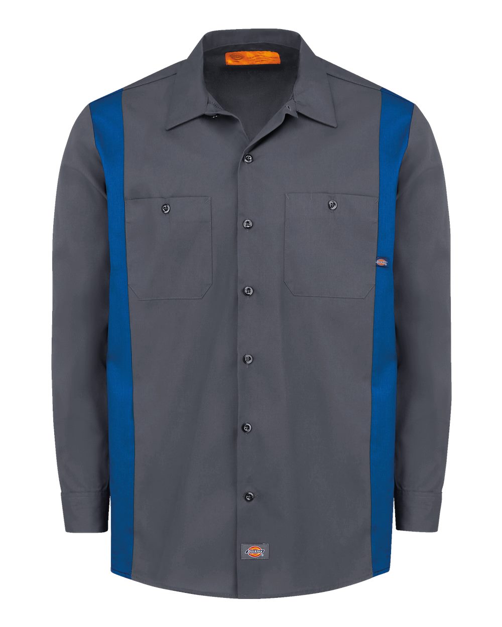 Dickies Men's Tall Industrial Colorblocked Long Sleeve Shirt. 5524T - Charcoal/ Royal Blue