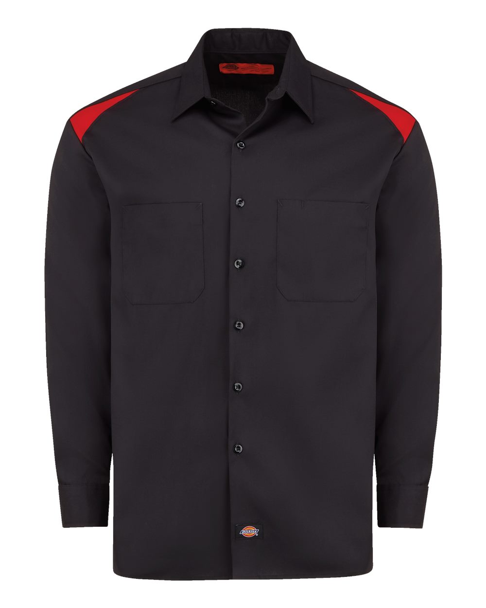 Dickies Men's Tall Long Sleeve Performance Team Shirt. 6605T - Black/ English Red