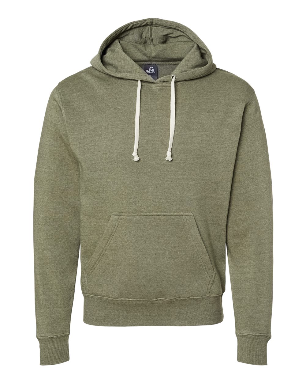 J. America Men's Triblend Fleece Hooded Sweatshirt. 8871 - Olive Triblend