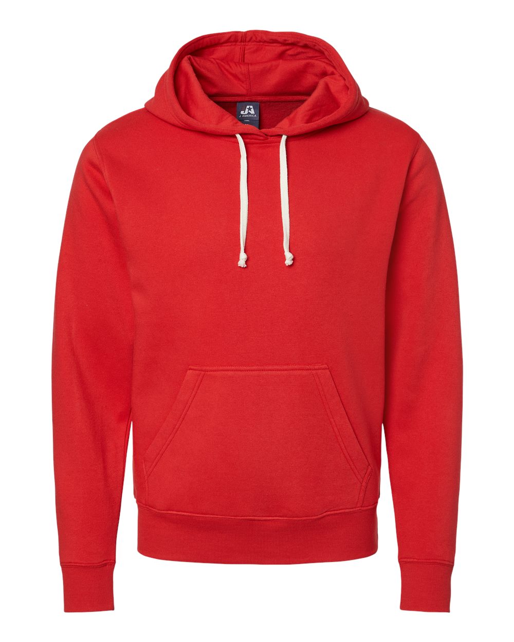 J. America Men's Triblend Fleece Hooded Sweatshirt. 8871 - Red Solid