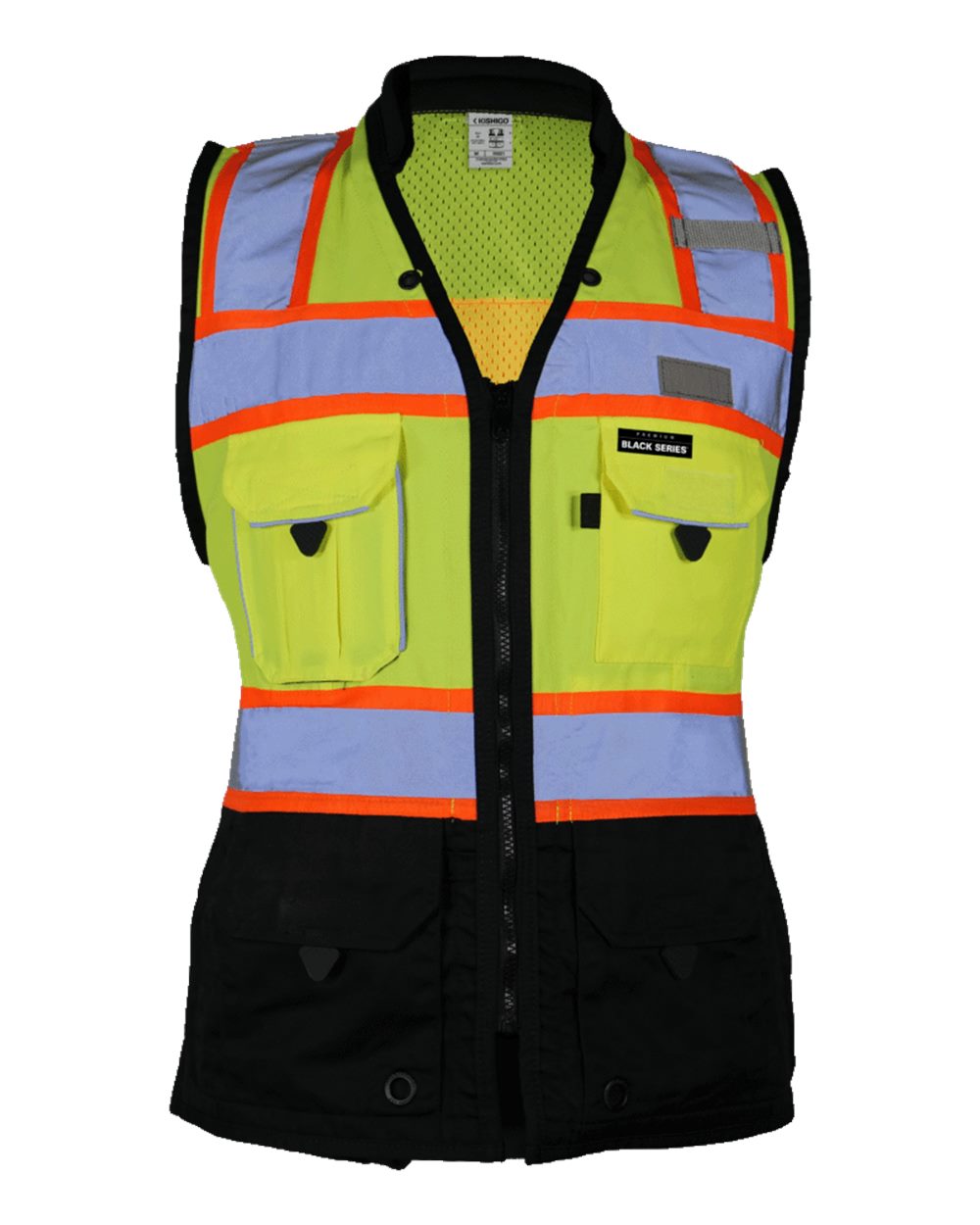 Kishigo Women's Premium Black Series® Heavy Duty Surveyors Vest. S5021-5022 - Lime