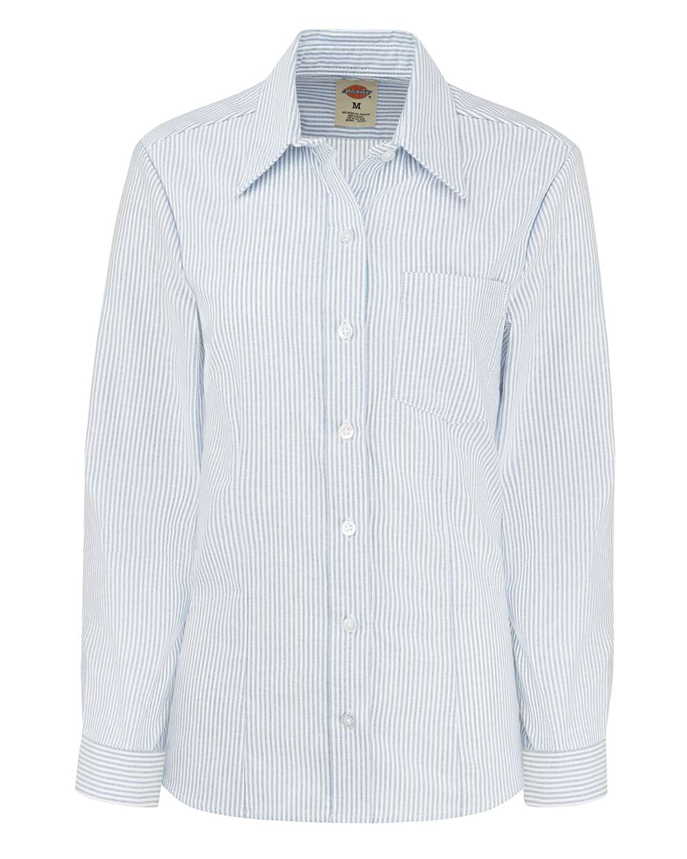 Dickies Women's Oxford Long Sleeve Shirt. L254 - Blue/ White Stripe
