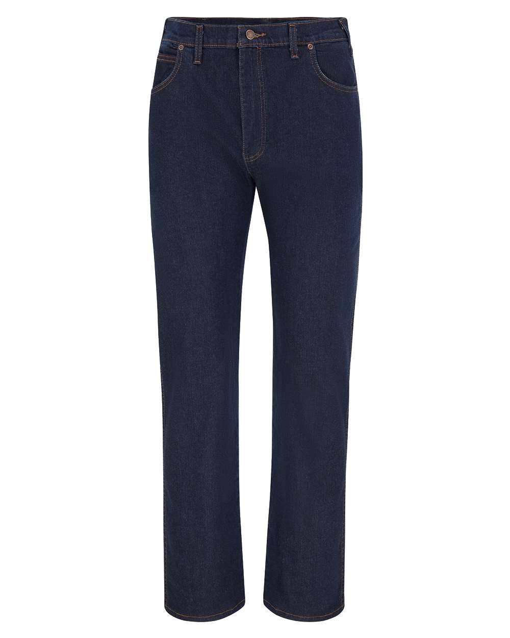 Dickies Men's Extended Sizes Industrial 5-Pocket Flex Jeans. LD21EXT - Rinsed Indigo Blue - 39 Unhemmed