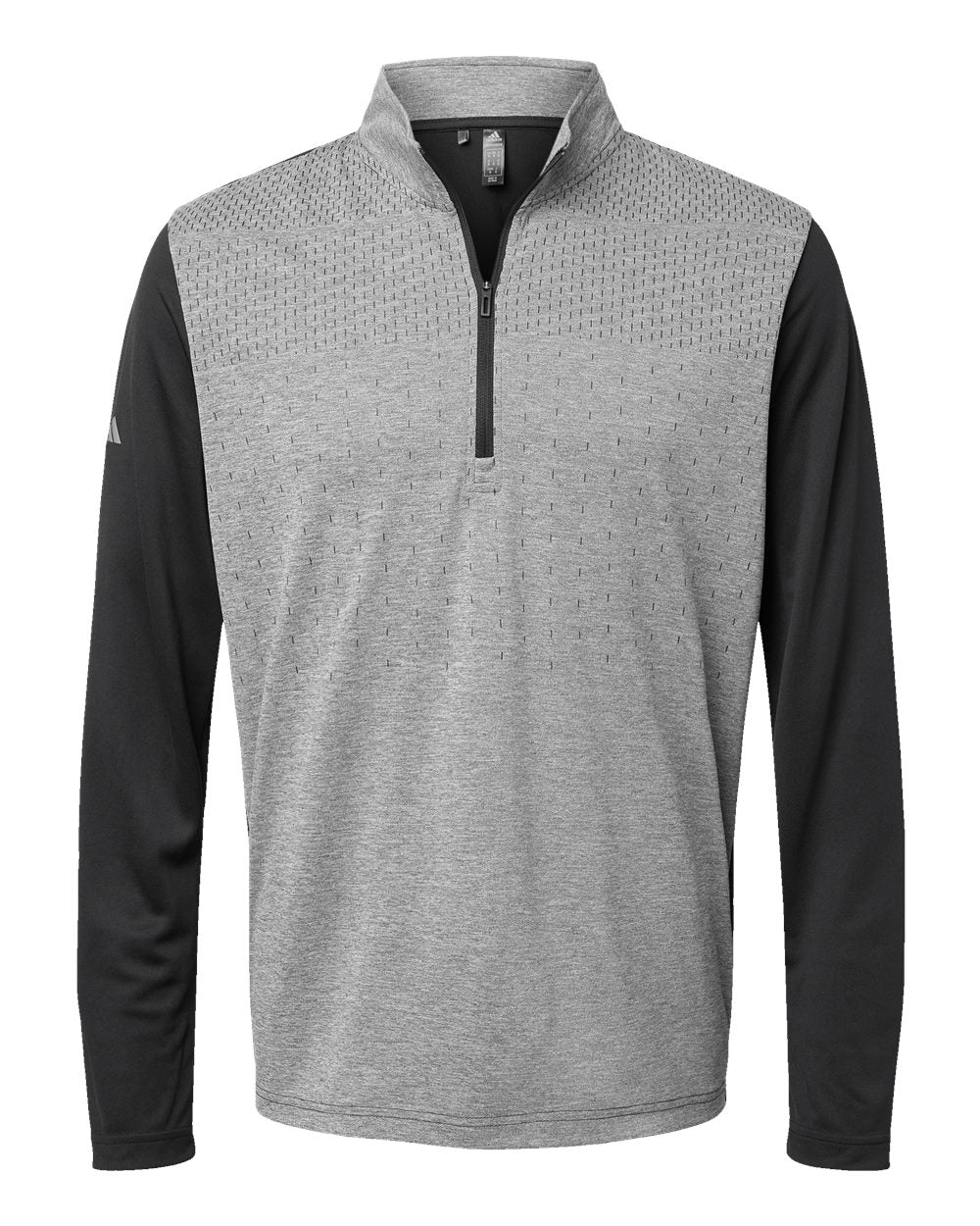 Adidas Men's Ultimate365 Heather Block Print Quarter-Zip Pullover. A522 - Black Melange/ Black/ Grey Three