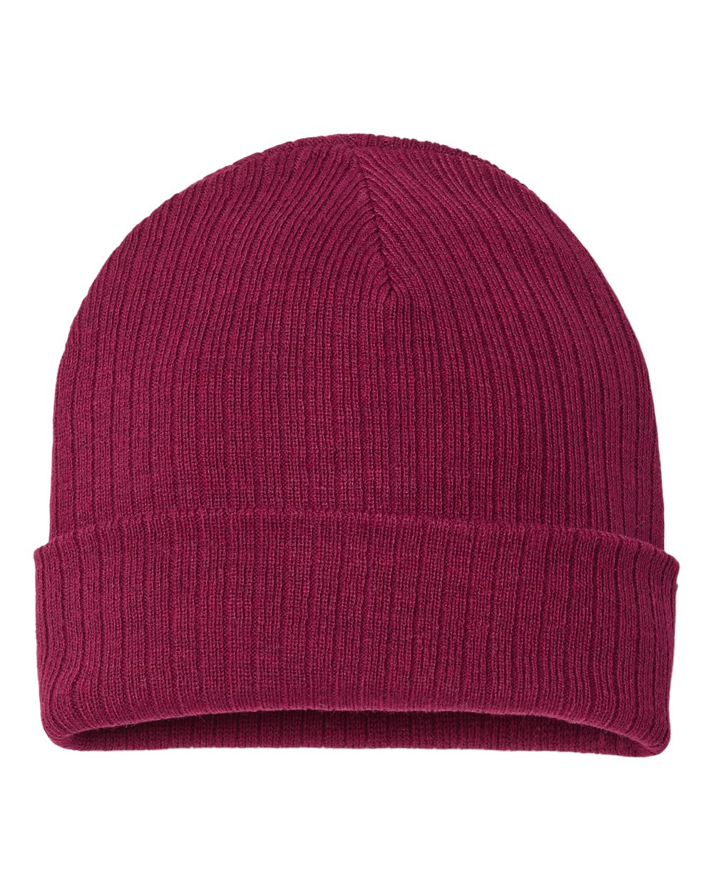 Atlantis Headwear Sustainable Rib Cuffed Beanie. RIO - Burgundy