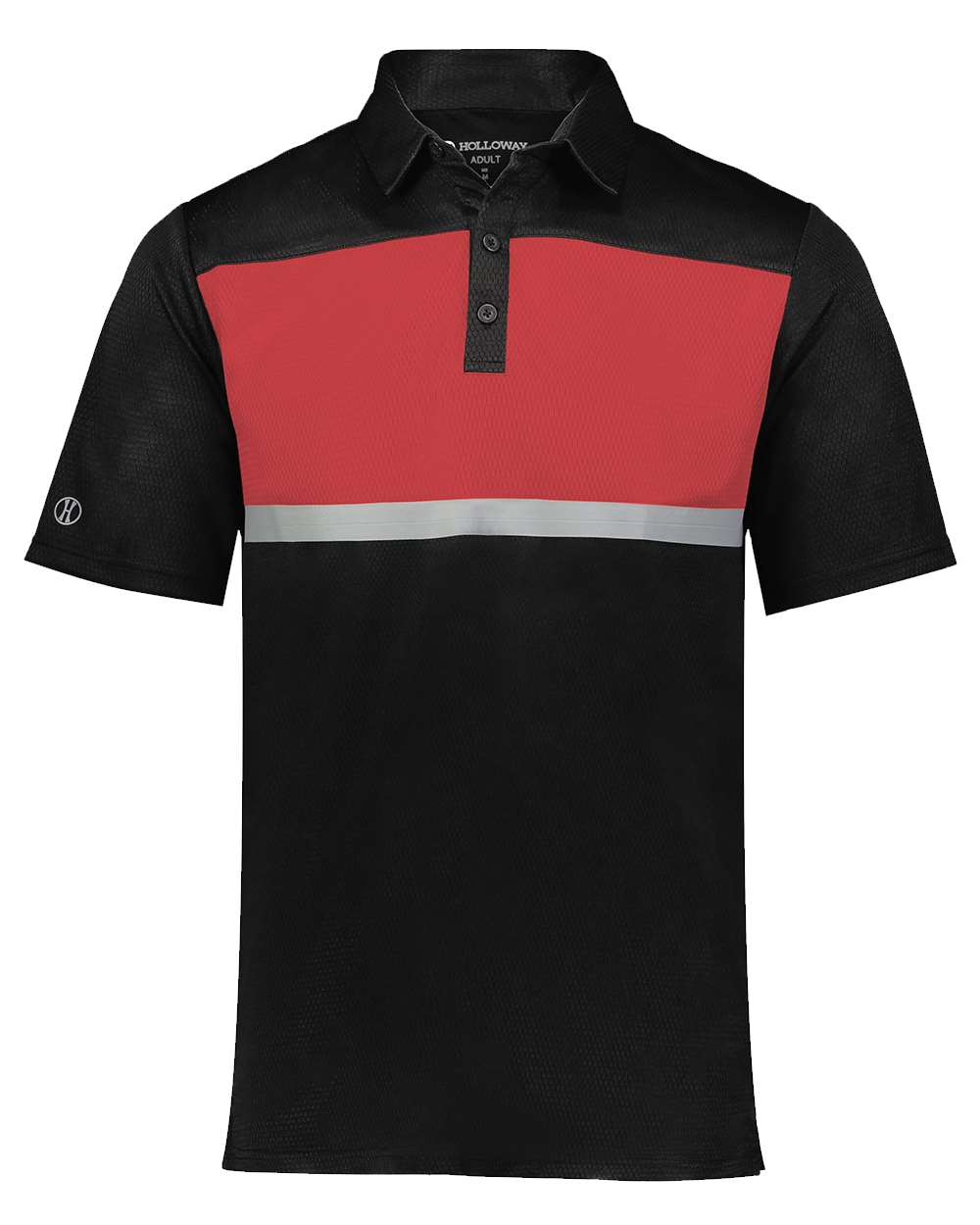 Holloway Men's Dry-Excel™ Prism Bold Polo. 222576 - Black/ Scarlet