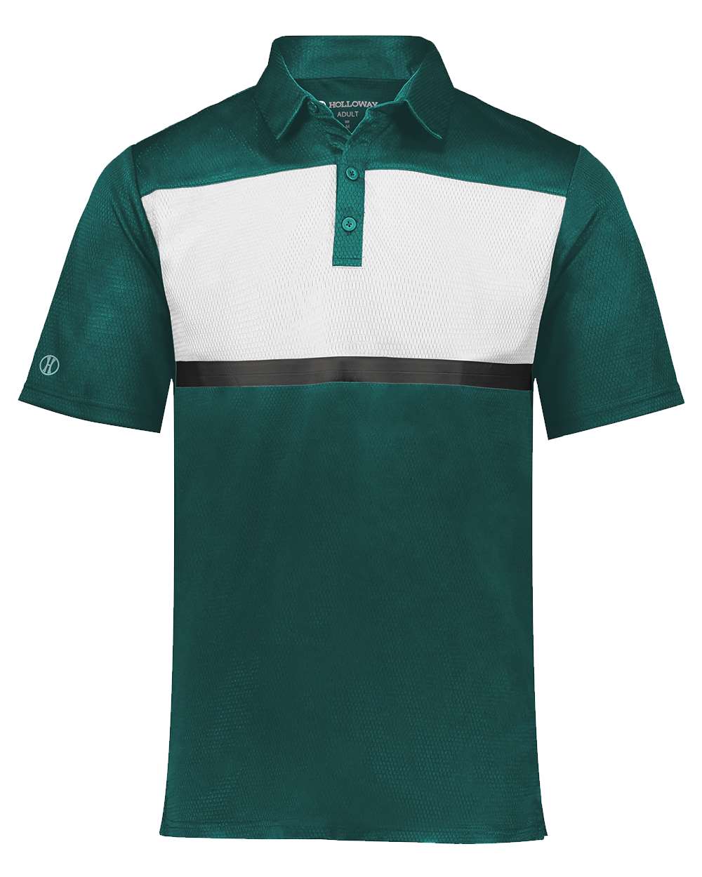 Holloway Men's Dry-Excel™ Prism Bold Polo. 222576 - Dark Green/ White