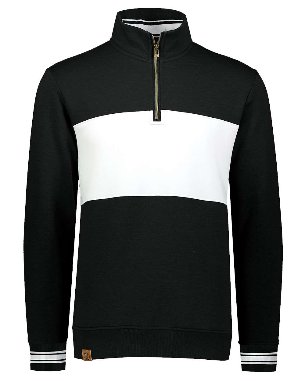 Holloway Men's All-American Fleece Colorblocked Quarter-Zip Sweatshirt. 229565 - Black/ White