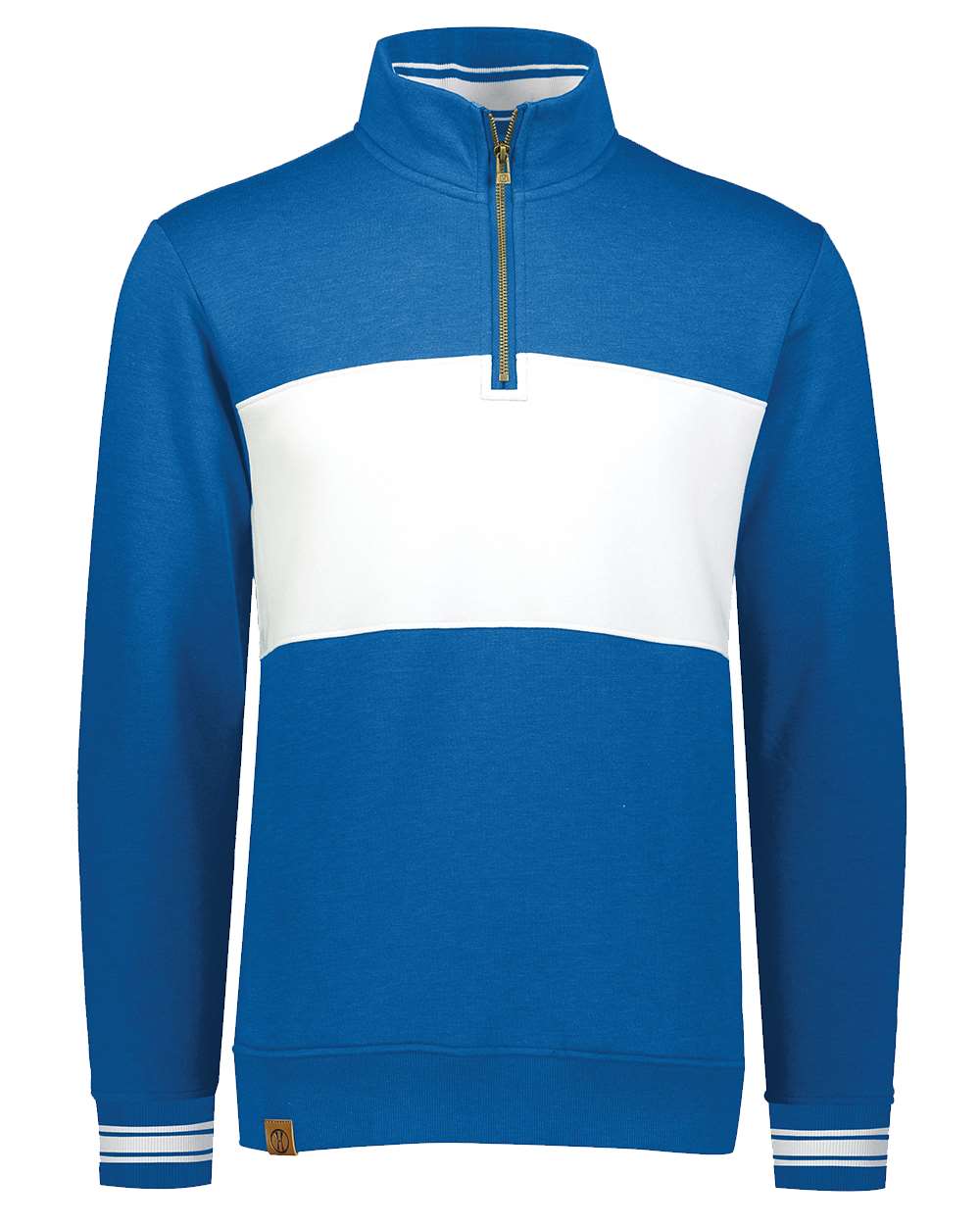 Holloway Men's All-American Fleece Colorblocked Quarter-Zip Sweatshirt. 229565 - Royal Heather/ White