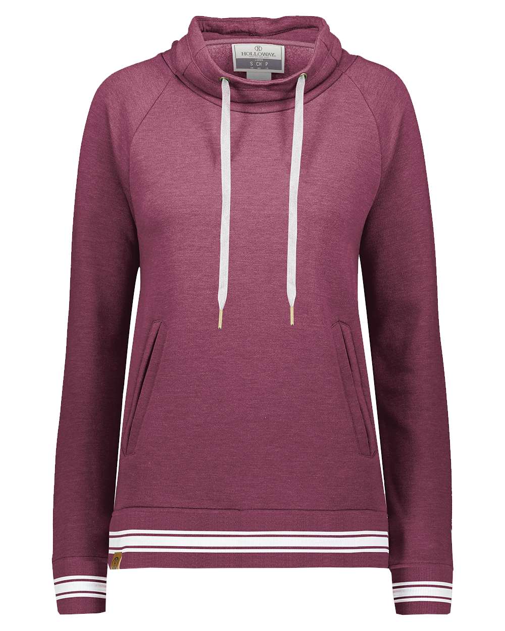 Holloway Women's All-American Fleece Funnel Neck Sweatshirt. 229763 - Maroon Heather/ White