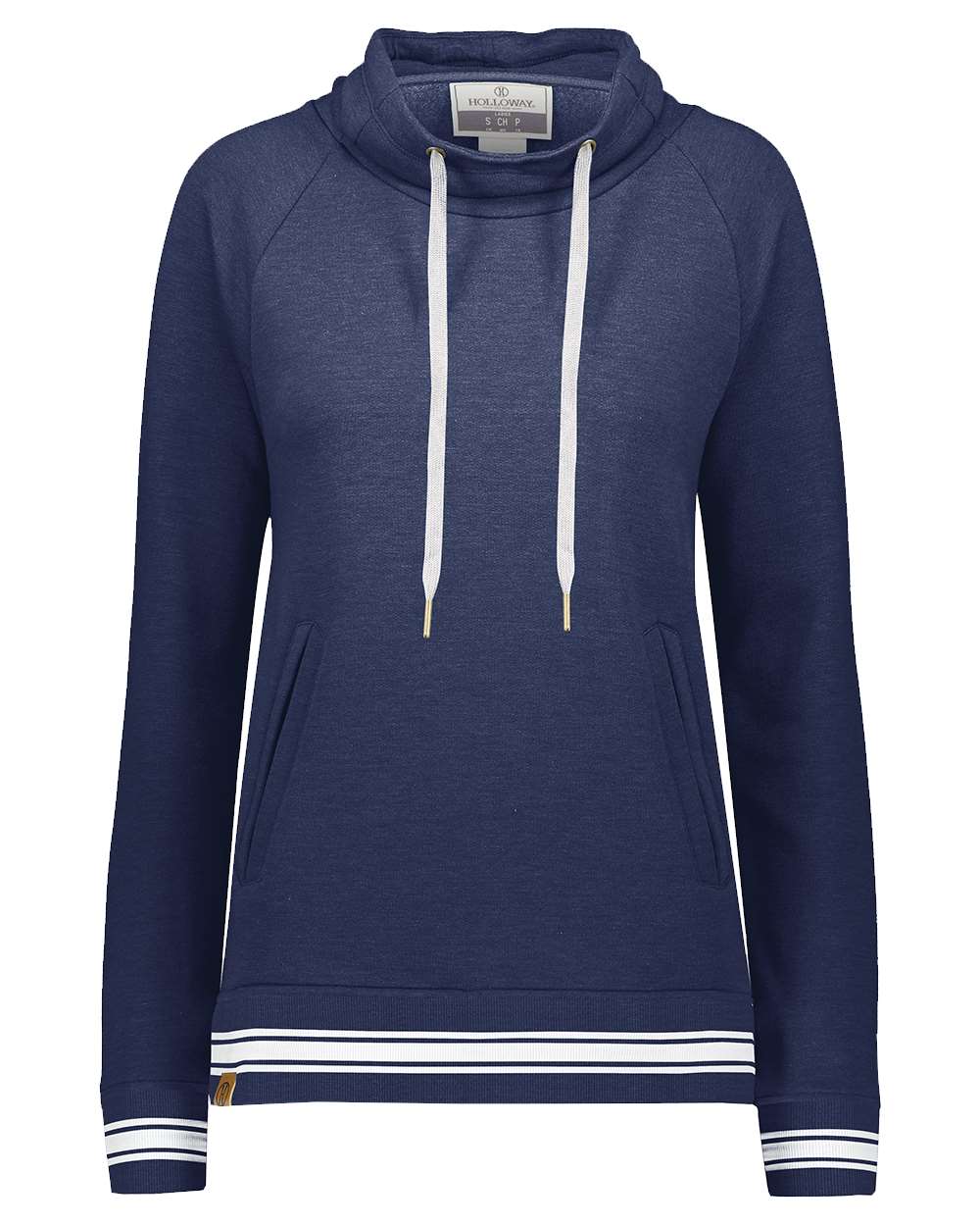 Holloway Women's All-American Fleece Funnel Neck Sweatshirt. 229763 - Navy Heather/ White