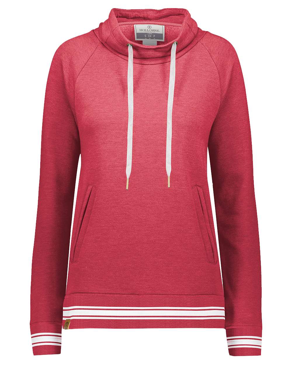 Holloway Women's All-American Fleece Funnel Neck Sweatshirt. 229763 - Scarlet Heather/ White