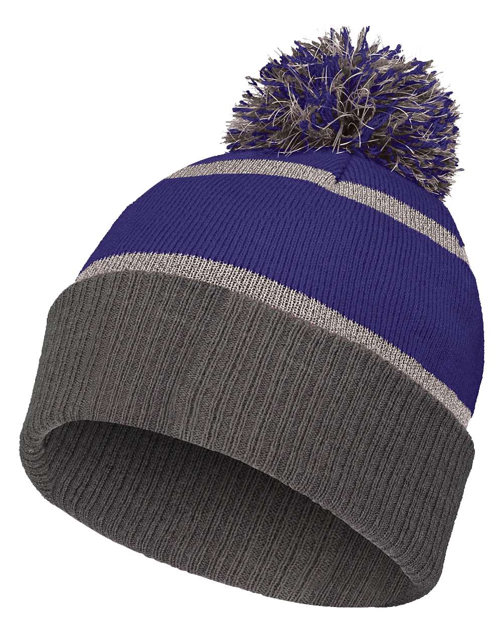 Holloway 8 1/2" Reflective Knit Beanie. 223816 - Purple/ Carbon