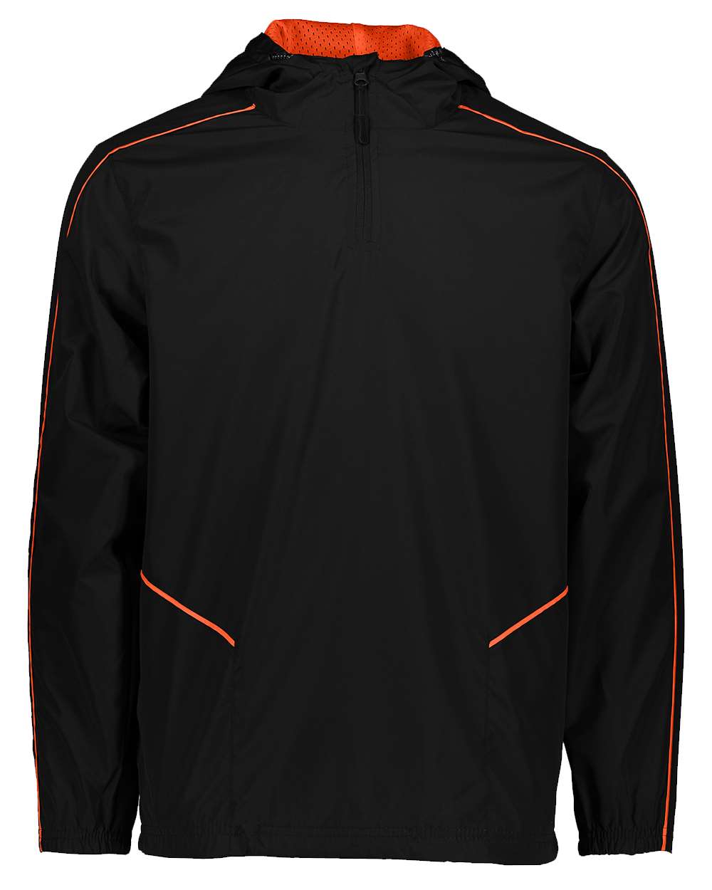 Holloway Men's Wizard Quarter-Zip Hooded Pullover. 229016 - Black/ Orange