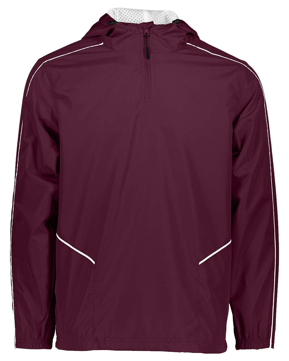 Holloway Men's Wizard Quarter-Zip Hooded Pullover. 229016 - Maroon/ White