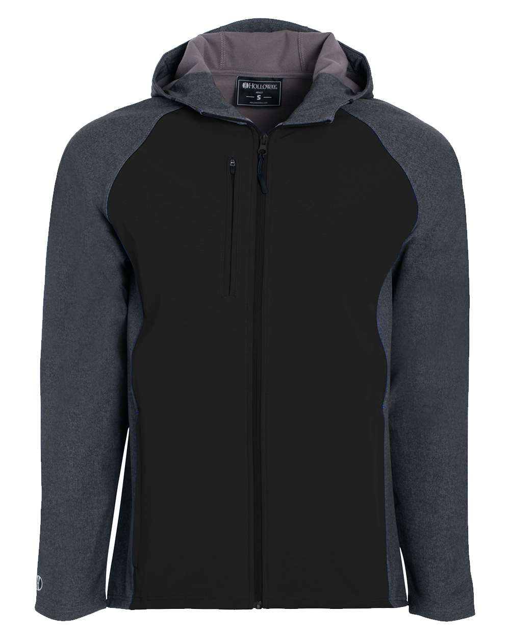 Holloway Men's Raider Hooded Soft Shell Jacket. 229157 - Carbon Print/ Black