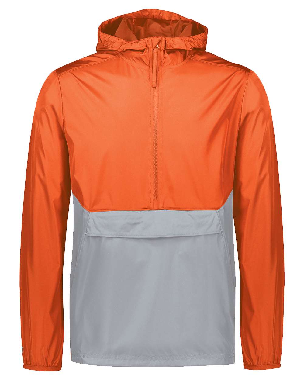 Holloway Men's Packable Quarter-Zip Jacket. 229534 - Orange/ Athletic Grey